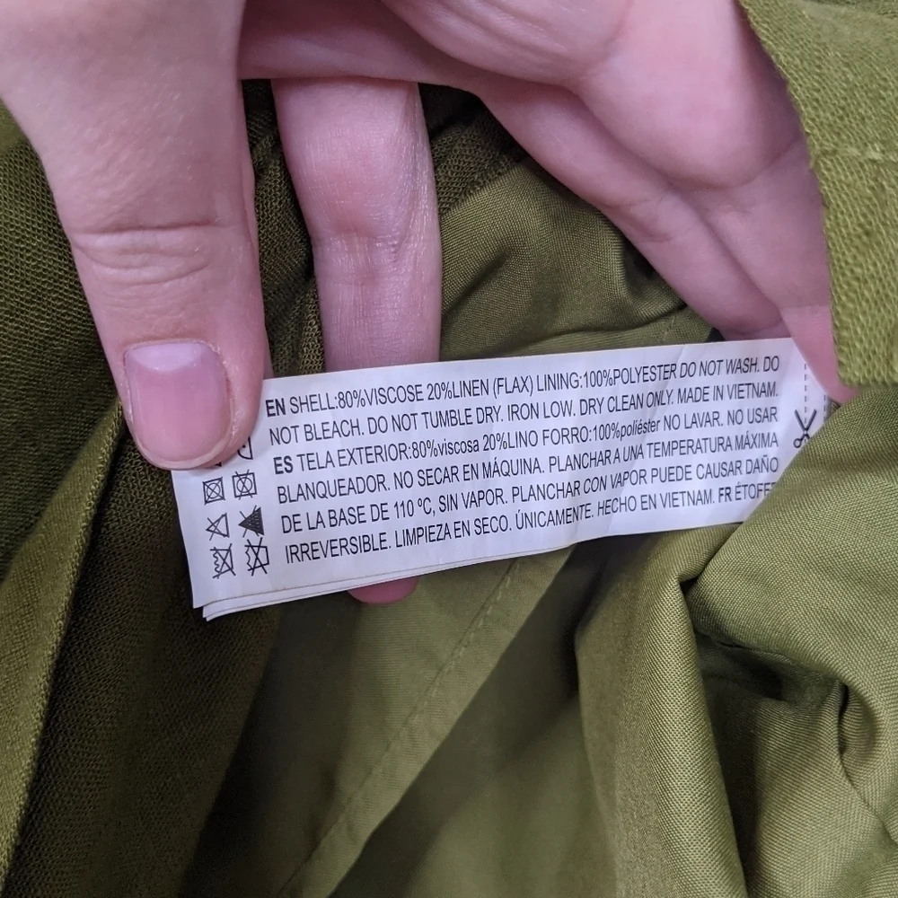 Forever 21 Faux Wrap Linen Blend Olive Green Mini Skirt - Size XS